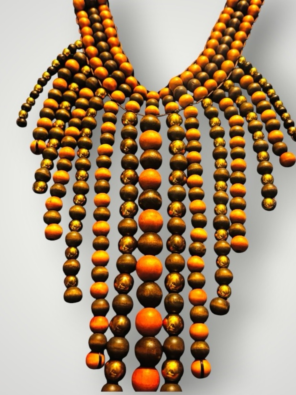 Sassy Jones Gold-Tone and Brown Wooded Beaded Necklace - Picture 2 of 5